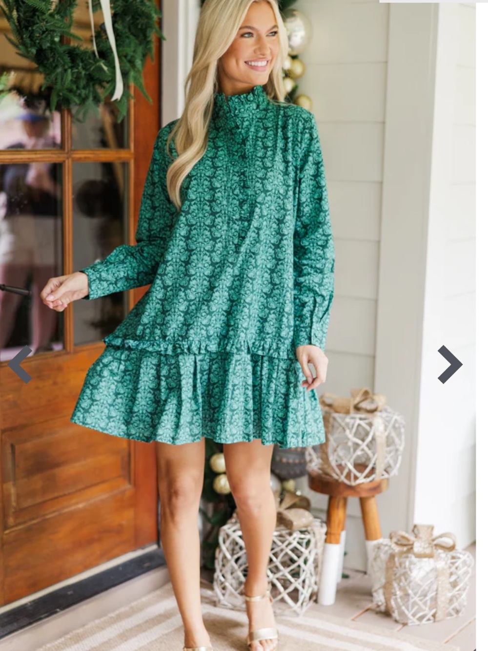 Shop the Mint Damask Green Long-Sleeve Floral Ruffle Dress Babydoll Tuckernuck
